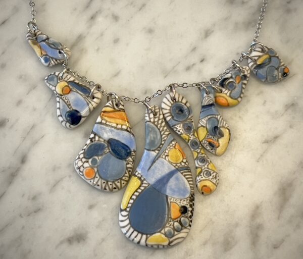 Blue Tile Porcelain Necklace