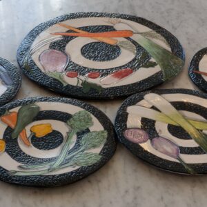 Bullseye vegetable platter and plates
