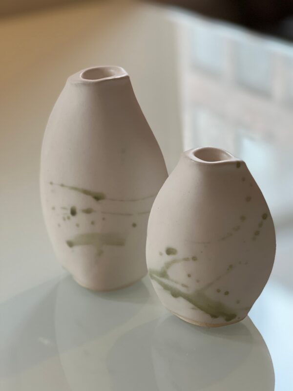pair of candle sticks/green