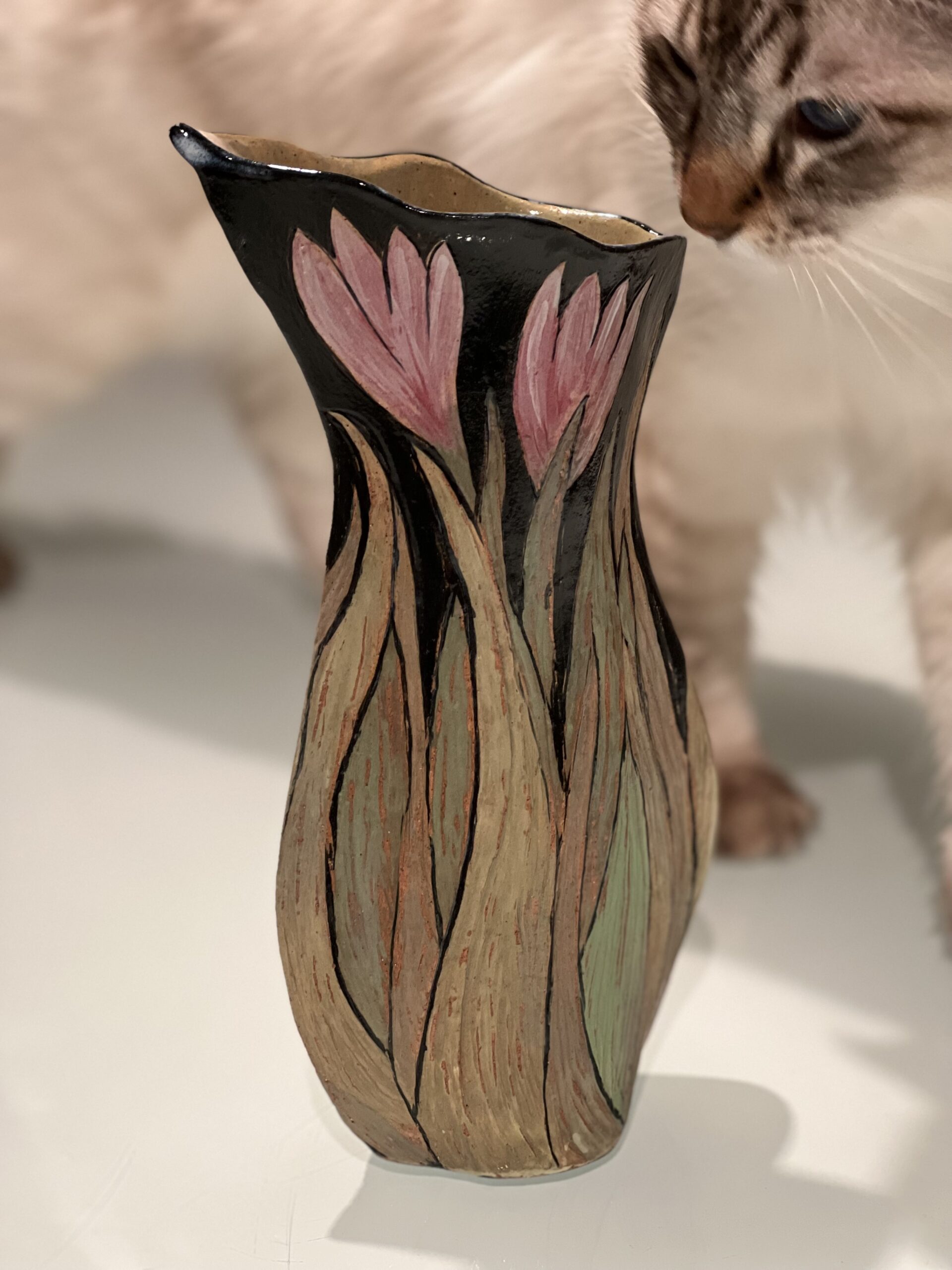 tall pink tulip vase
