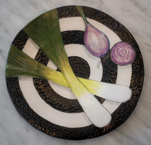 Bullseye leeks & shallot plate